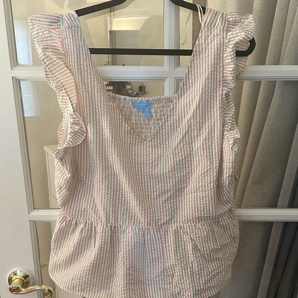 Draper James seersucker Peplum Top